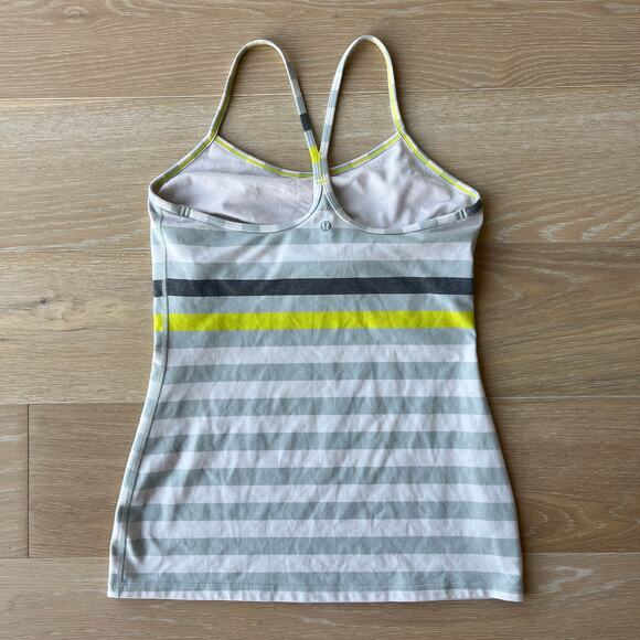 Lululemon Power Y Tank Luon Jet Stripe Heathered Silver Spoon sz 8 - Picture 6 of 7